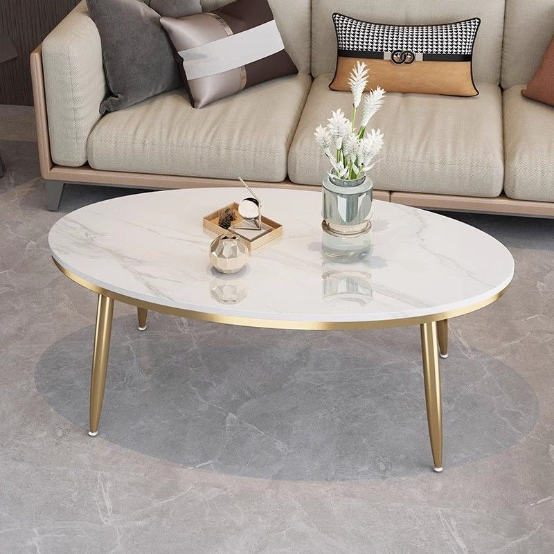 Modern oval shape sintered stone top coffee table tea table