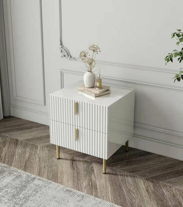 Glossy Mordern Nightstand With 2 Drawers