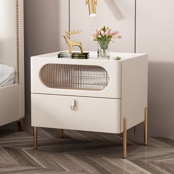 Gloss Finish Nightstand With Sintered Stone Top