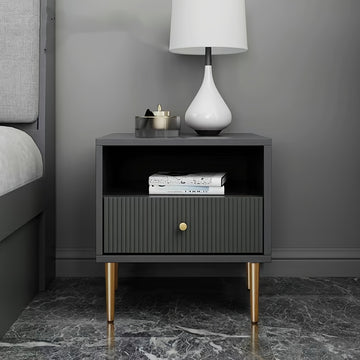 Nightstand With Drawers,Fluted Nightstand, End Table For Living Room, 1 Drawer