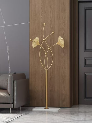 Luxury Modern Golden Metal Coat Rack With Thickened Marble Base For Entrance Hall Bedroom