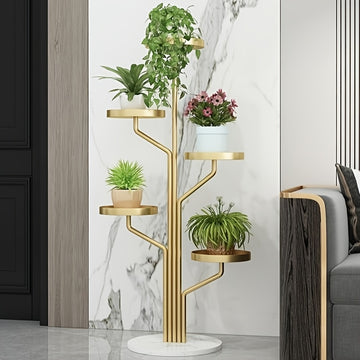 Multi-Layer Flower Pot Metal Holder With Marble Base