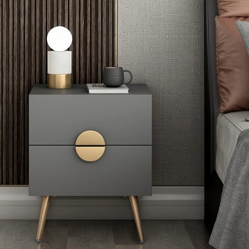 Mordern Bed Side Table, Grey Nightstand Storage Cabinet