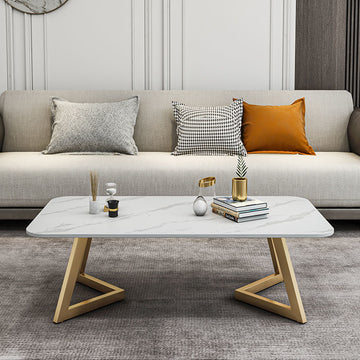 Sintered Stone Top Coffee Table With Metal Base
