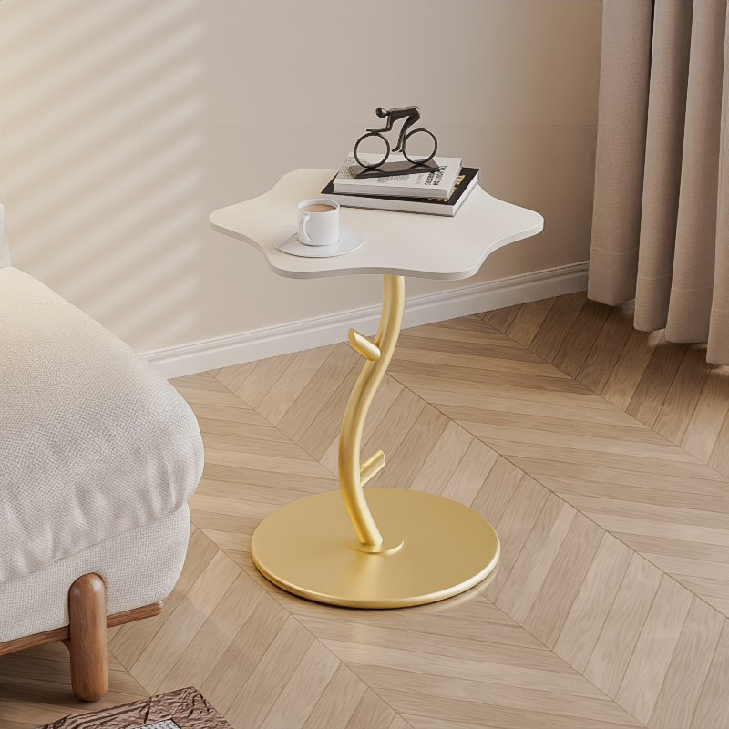 Movable Small Golden Coffee Table Sidetable