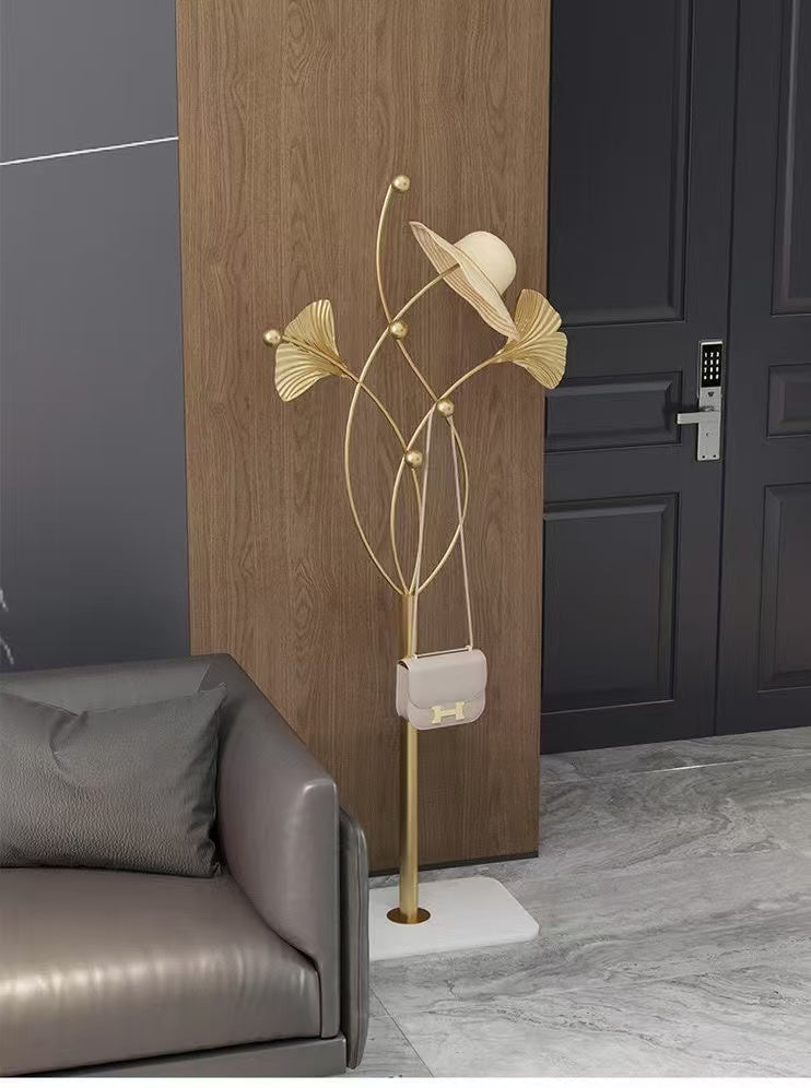 Luxury Modern Golden Metal Coat Rack With Thickened Marble Base For Entrance Hall Bedroom