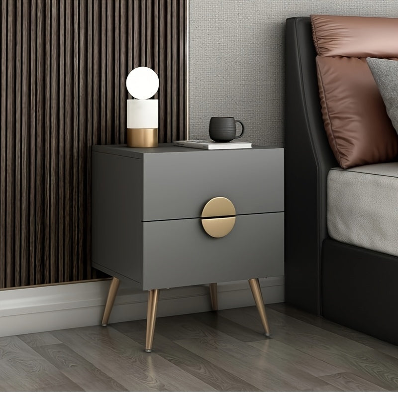 Mordern Bed Side Table, Grey Nightstand Storage Cabinet