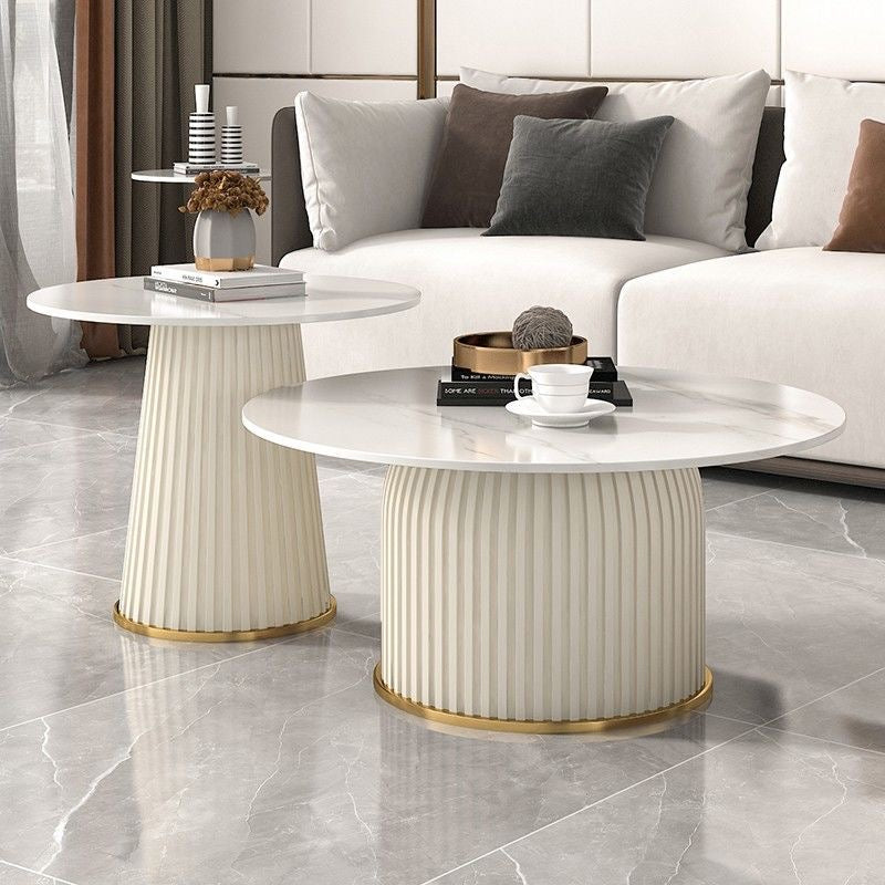 Slate Top Coffee Table Round Sinteredstone Sidetable