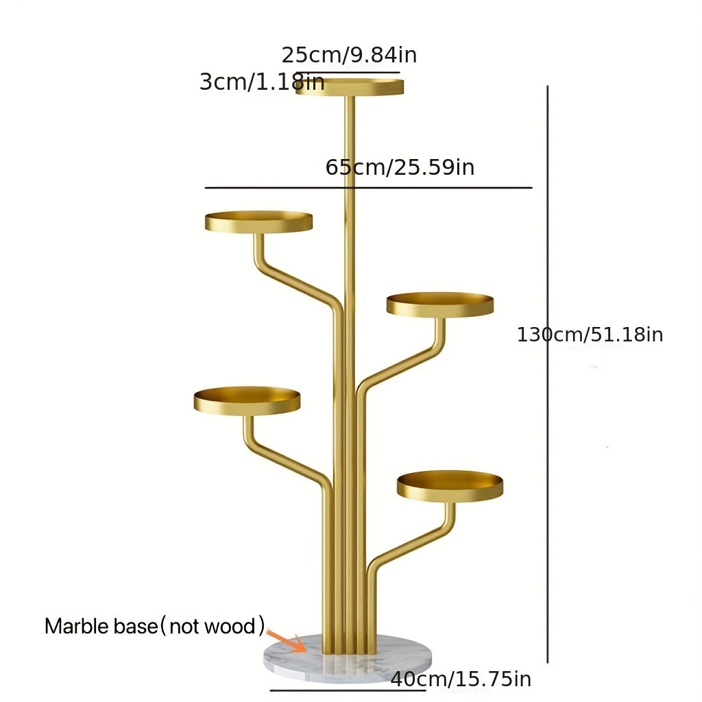 Multi-Layer Flower Pot Metal Holder With Marble Base