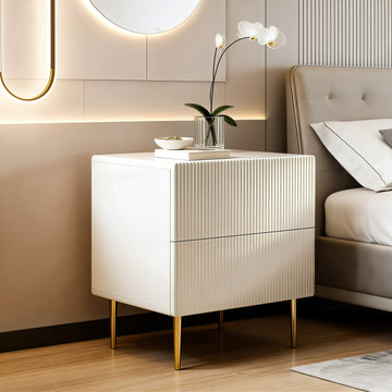 Glossy style nightstand 2-drawer night stand