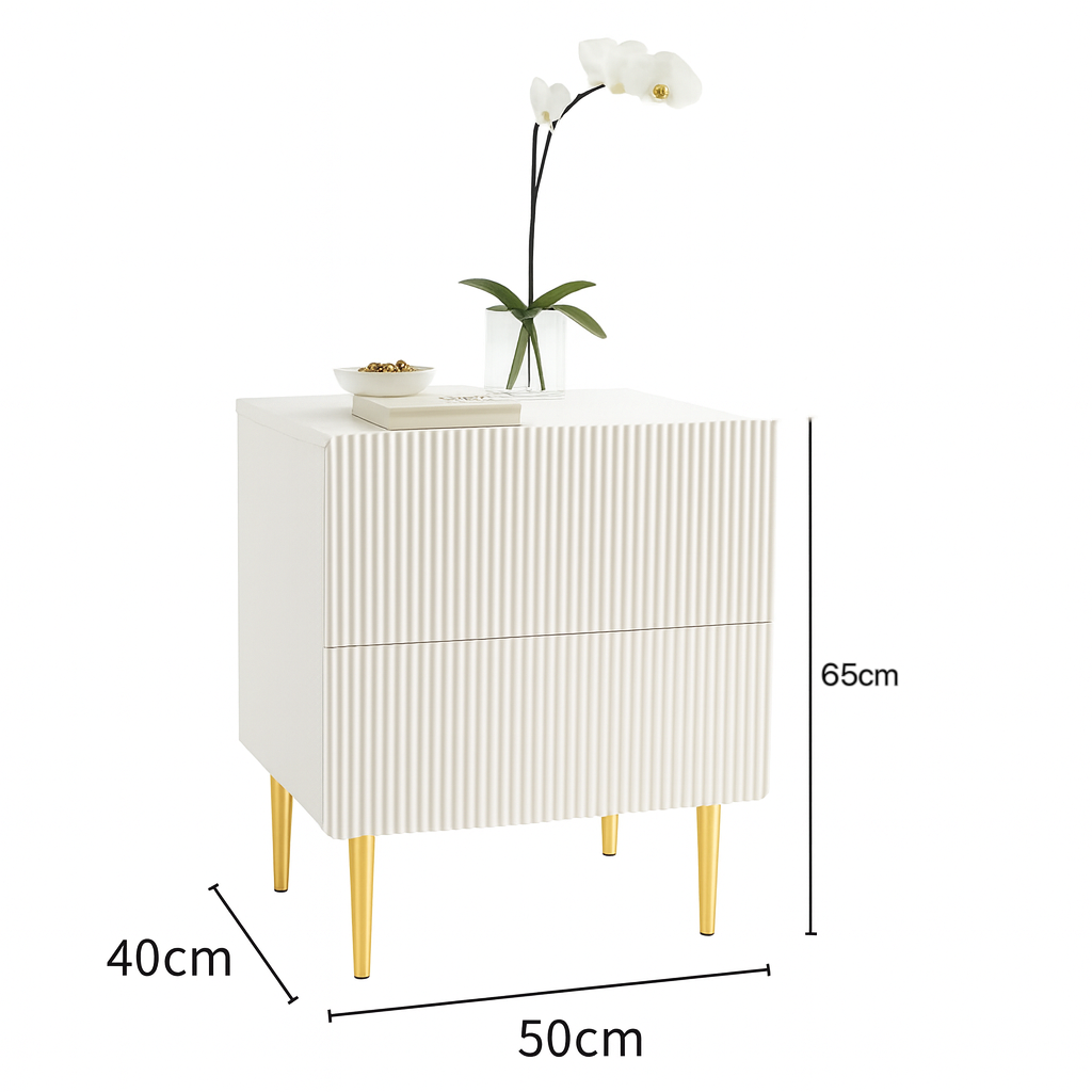 Glossy style nightstand 2-drawer night stand